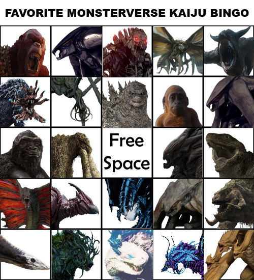 High Quality Favorite Monsterverse Kaiju Bingo Blank Meme Template