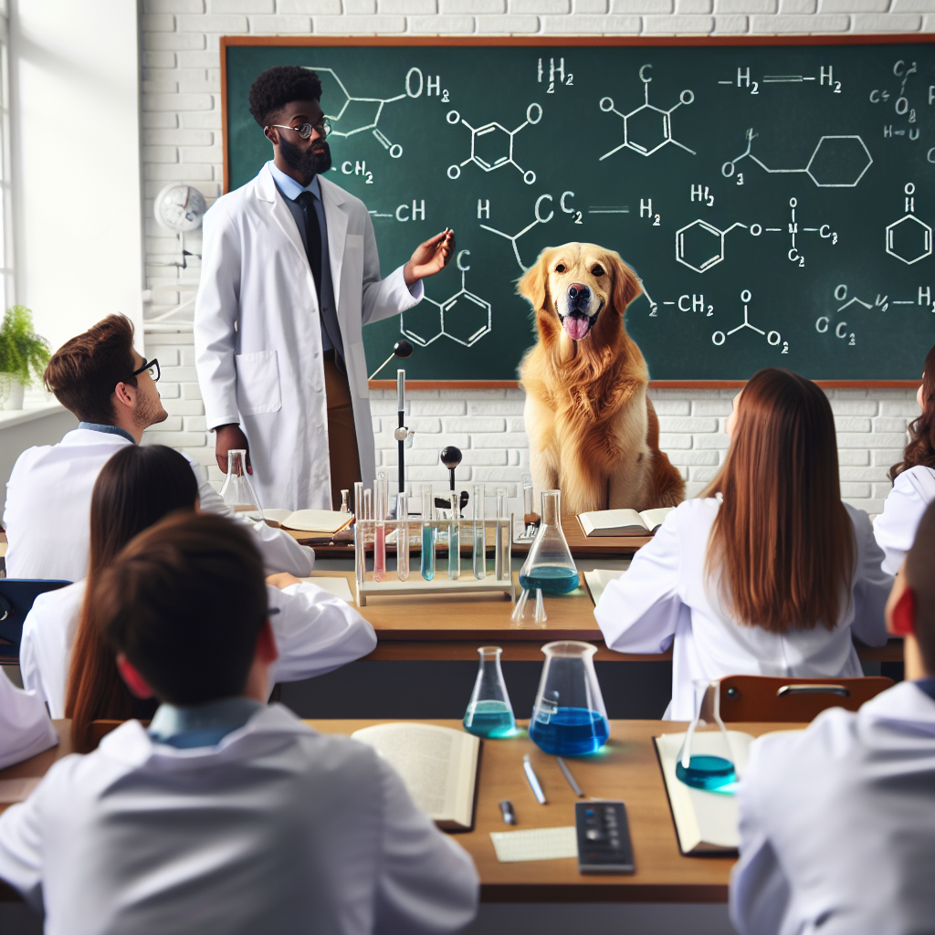 When the dog starts talking on lessons in chemistry Blank Meme Template