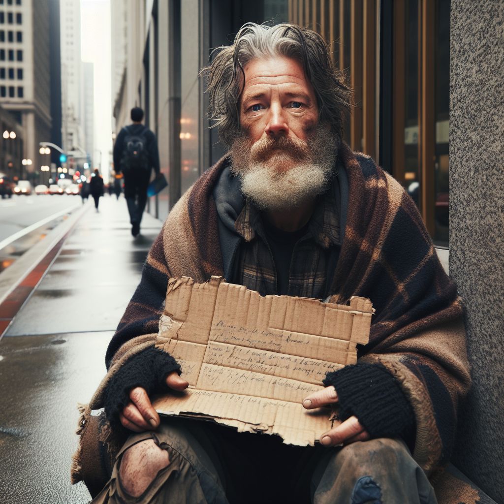 homeless man with a sign Blank Meme Template