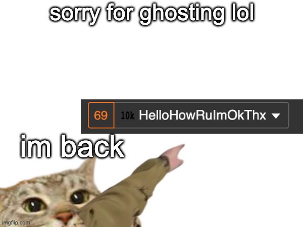 Guess who's back? | sorry for ghosting lol; im back | image tagged in fun,im back,guess who,hello there | made w/ Imgflip meme maker