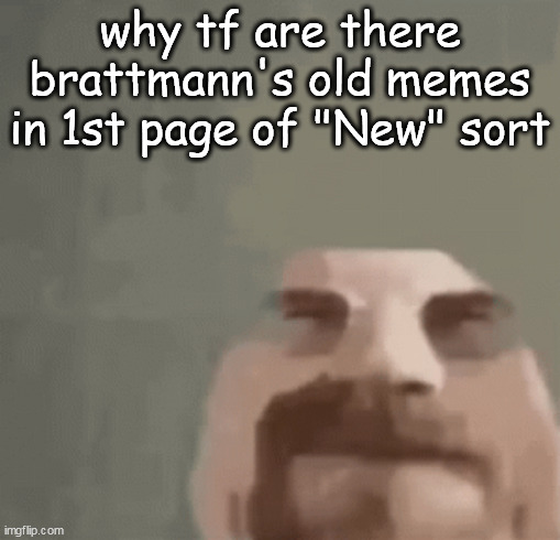 heisenburger | why tf are there brattmann's old memes in 1st page of "New" sort | image tagged in heisenburger | made w/ Imgflip meme maker