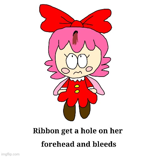 Ribbon gets a hole on her forehead | image tagged in kirby,parody,gore,funny,fanart,comics/cartoons | made w/ Imgflip meme maker