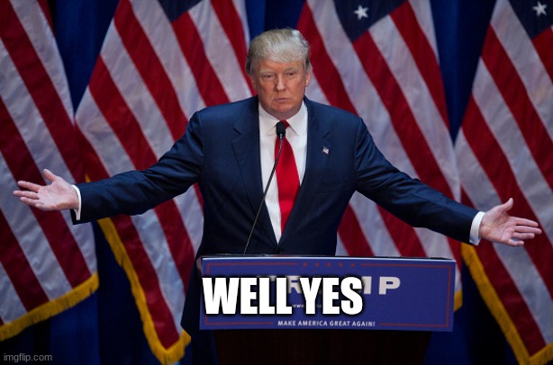 Donald Trump | WELL YES | image tagged in donald trump | made w/ Imgflip meme maker