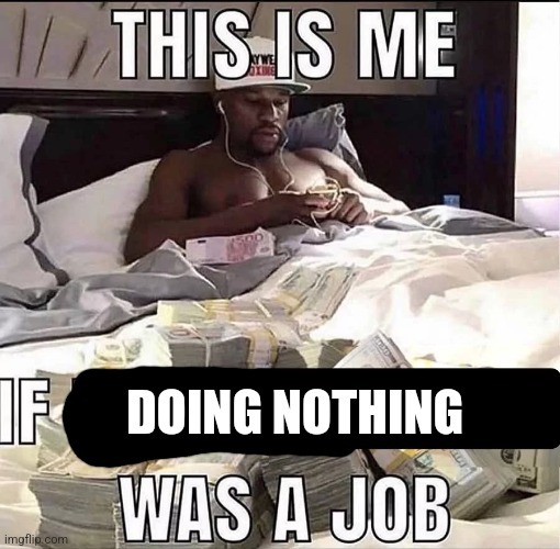 Real | DOING NOTHING | image tagged in this is me if being x was a job | made w/ Imgflip meme maker