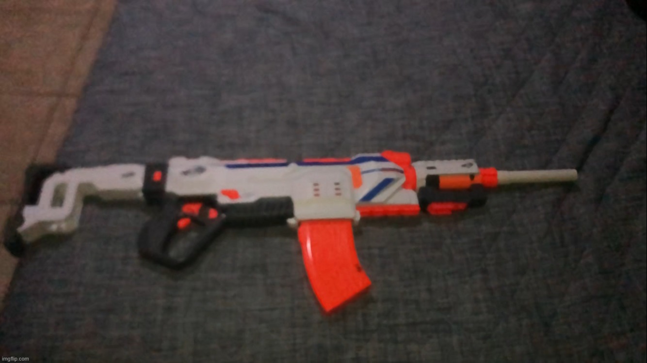 One of my Nerf Blasters (Nerf Modulus Regulator, with PVC pipe added at ...