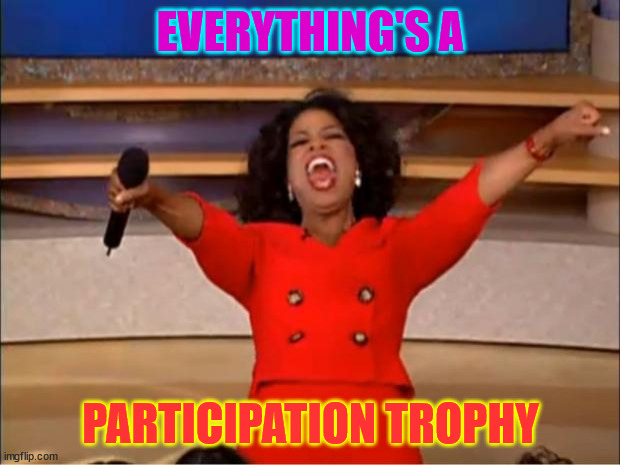 Oprah You Get A Meme | EVERYTHING'S A PARTICIPATION TROPHY | image tagged in memes,oprah you get a | made w/ Imgflip meme maker