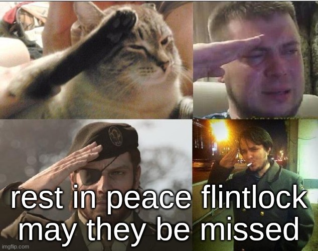 Suicide is a serious issue and we need to start treating people better | rest in peace flintlock
may they be missed | image tagged in ozon's salute | made w/ Imgflip meme maker
