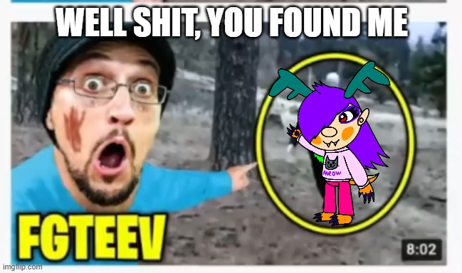 well shit, you found me | WELL SHIT, YOU FOUND ME | image tagged in holy fu-,shitpost | made w/ Imgflip meme maker