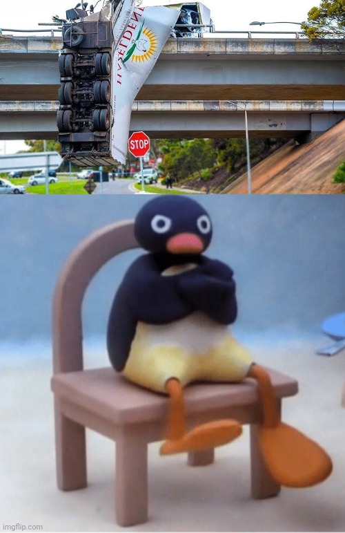 Truck | image tagged in angry penguin,bridge,you had one job,memes,truck,trucks | made w/ Imgflip meme maker