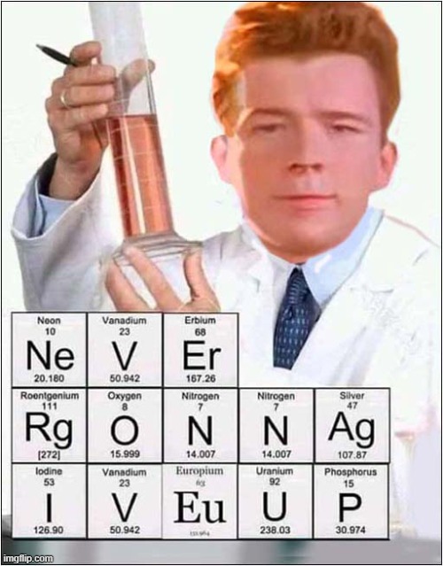 The Formula For Success ! | image tagged in chemistry,formula,rick roll | made w/ Imgflip meme maker