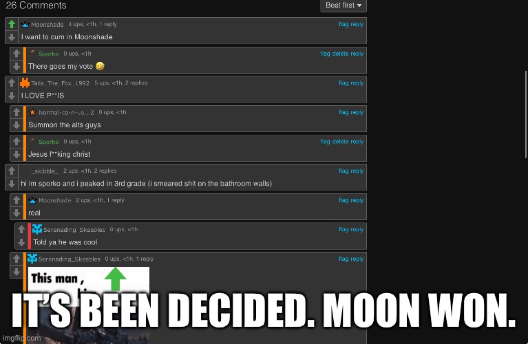 IT’S BEEN DECIDED. MOON WON. | made w/ Imgflip meme maker