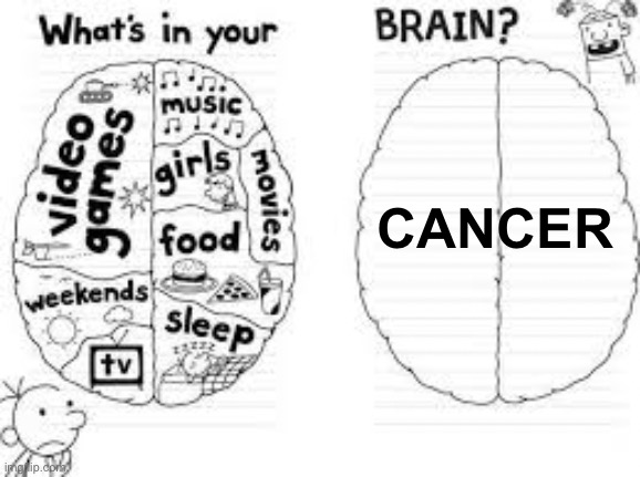 whats in your brain? | CANCER | image tagged in whats in your brain | made w/ Imgflip meme maker
