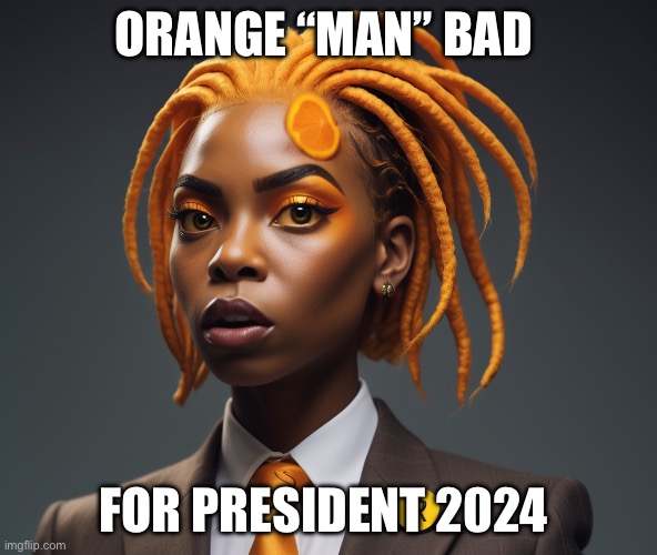 Trump Woke Gemini | ORANGE “MAN” BAD; FOR PRESIDENT 2024 | image tagged in trump woke gemini,donald trump,trump | made w/ Imgflip meme maker
