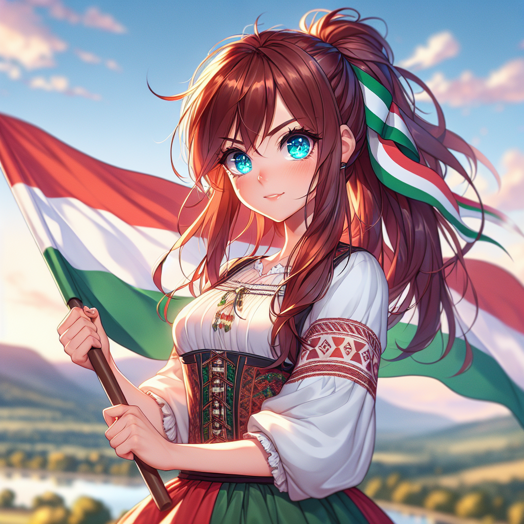 Hungarian leader anime girl flag Blank Meme Template