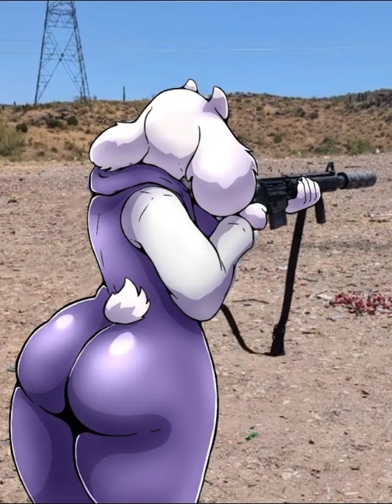 Toriel shooting a m4 rifle Blank Meme Template