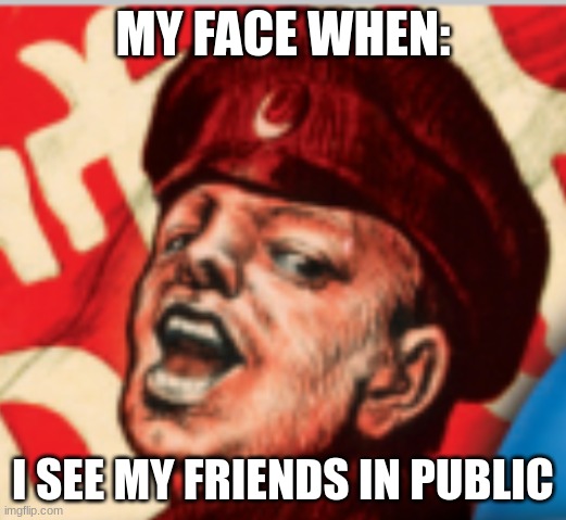 My face when | MY FACE WHEN:; I SEE MY FRIENDS IN PUBLIC | image tagged in funny,russia | made w/ Imgflip meme maker