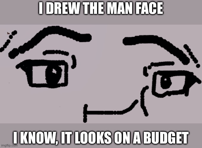 Man face on a budget | I DREW THE MAN FACE; I KNOW, IT LOOKS ON A BUDGET | image tagged in man face,roblox,spray paint,oh wow are you actually reading these tags | made w/ Imgflip meme maker