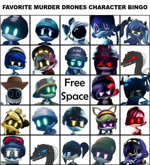 Favorite Murder Drones Character Bingo | image tagged in favorite murder drones character bingo | made w/ Imgflip meme maker