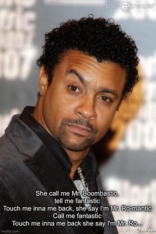 Bombastic | She call me Mr. Boombastic, tell me fantastic
Touch me inna me back, she say I'm Mr. Ro-mantic
Call me fantastic
Touch me inna me back she say I'm Mr. Ro... | image tagged in shaggy | made w/ Imgflip meme maker