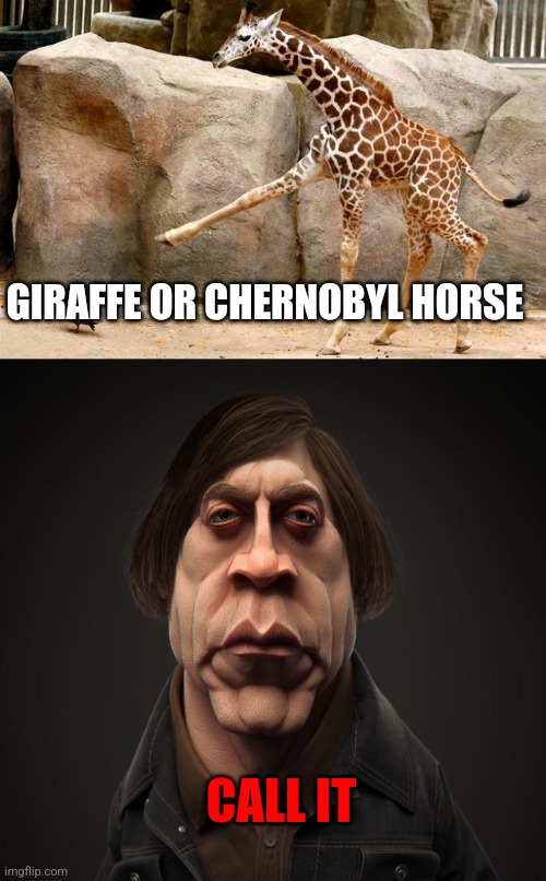 GIRAFFE OR CHERNOBYL HORSE CALL IT | image tagged in giraffe pointing at a duck,call it | made w/ Imgflip meme maker