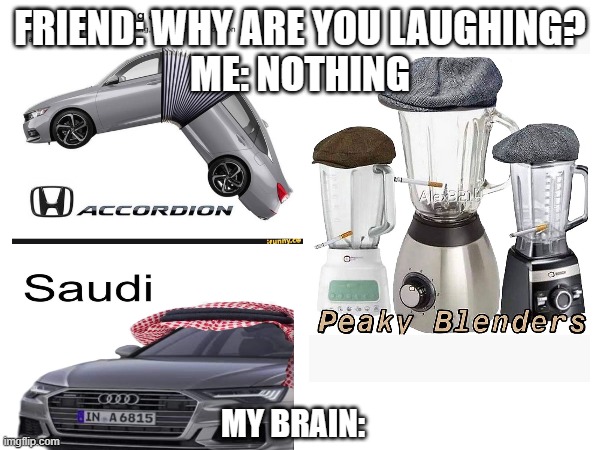 why are you laughing | FRIEND: WHY ARE YOU LAUGHING?
ME: NOTHING; MY BRAIN: | image tagged in funny | made w/ Imgflip meme maker
