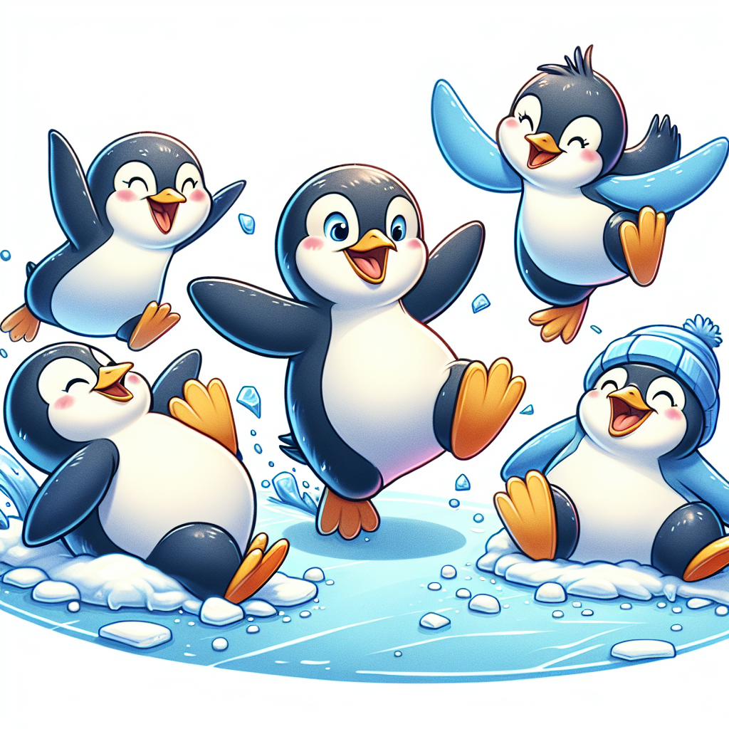 5 happy penguins Blank Meme Template
