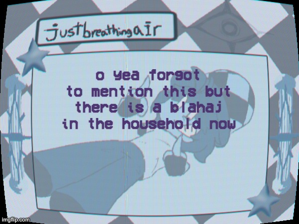 the | o yea forgot to mention this but there is a blahaj in the household now | made w/ Imgflip meme maker