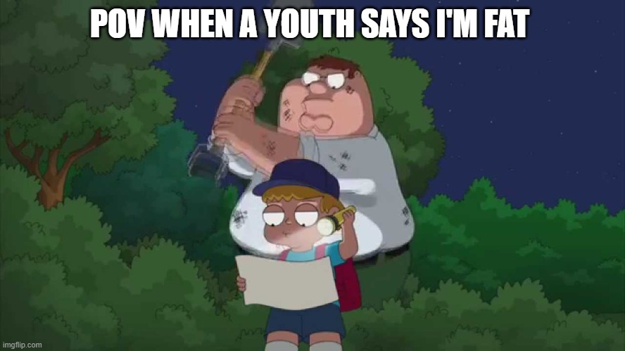 Youth | POV WHEN A YOUTH SAYS I'M FAT | image tagged in family guy,fun,meme | made w/ Imgflip meme maker