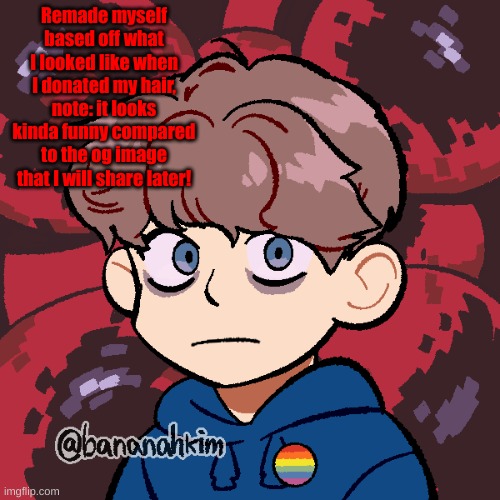 Remade myself based off what I looked like when I donated my hair, note: it looks kinda funny compared to the og image that I will share later! | made w/ Imgflip meme maker