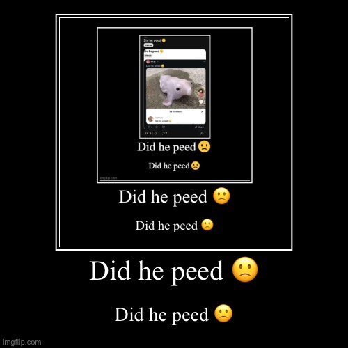 Did he peed ( keep using this template, SPREAD IT ) | Did he peed ? | Did he peed ? | image tagged in funny,demotivationals,repost | made w/ Imgflip demotivational maker
