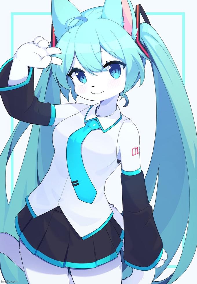 art by Dev_Voxy | image tagged in furry,hatsune miku | made w/ Imgflip meme maker