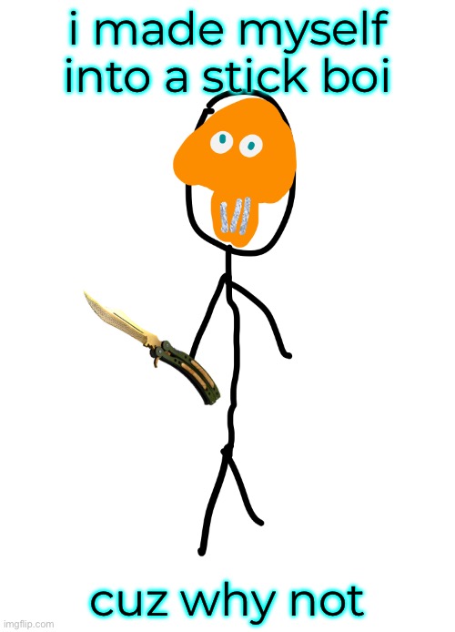 i didnt draw the knife and my irl eyes arent teal | i made myself into a stick boi; cuz why not | made w/ Imgflip meme maker