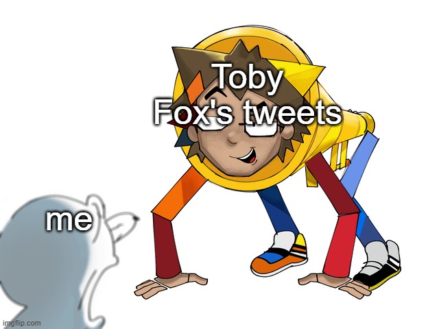 Toby fox tweets | Toby Fox's tweets; me | image tagged in guy looking at ugly puff puff | made w/ Imgflip meme maker