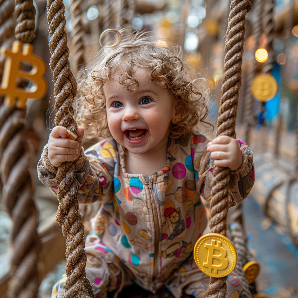 Toddler playing bitcoin Blank Meme Template