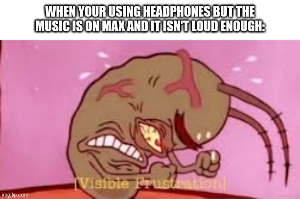 Visible Frustration | WHEN YOUR USING HEADPHONES BUT THE MUSIC IS ON MAX AND IT ISN'T LOUD ENOUGH: | image tagged in visible frustration | made w/ Imgflip meme maker