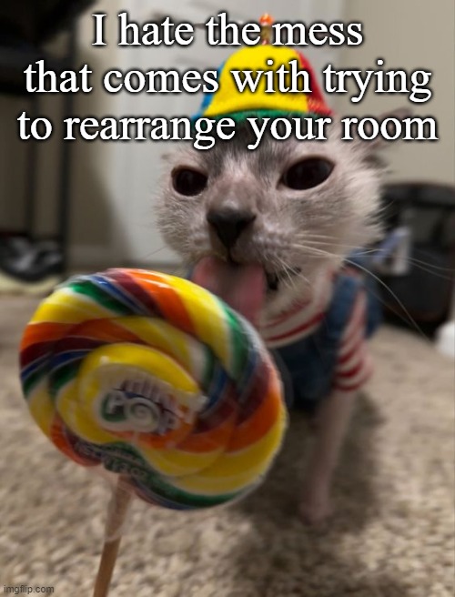 silly goober | I hate the mess that comes with trying to rearrange your room | image tagged in silly goober | made w/ Imgflip meme maker