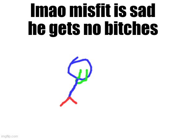 lmao misfit is sad
he gets no bitches | made w/ Imgflip meme maker