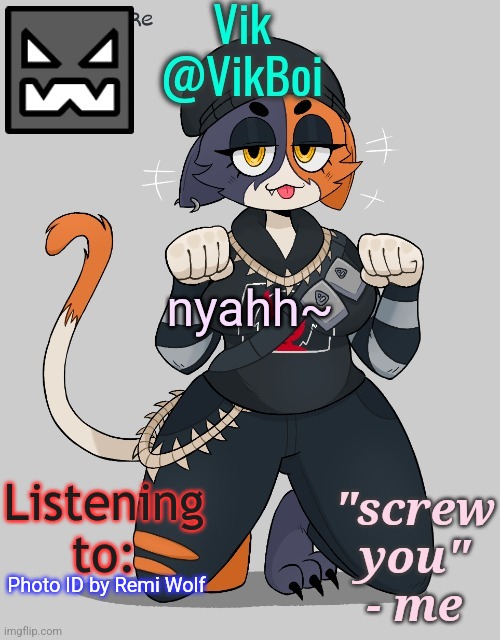 let's see how many people get mad over nothing | nyahh~; Photo ID by Remi Wolf | image tagged in vik meowskulls temp | made w/ Imgflip meme maker