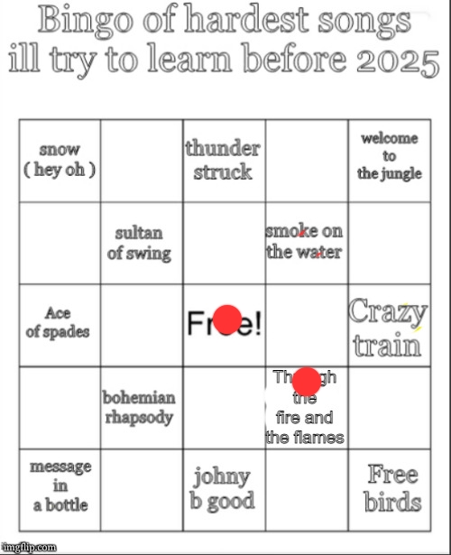 I DID SOMETHING CRAZY TODAY | image tagged in bingo of hardest songs i got to learn before 2025 | made w/ Imgflip meme maker