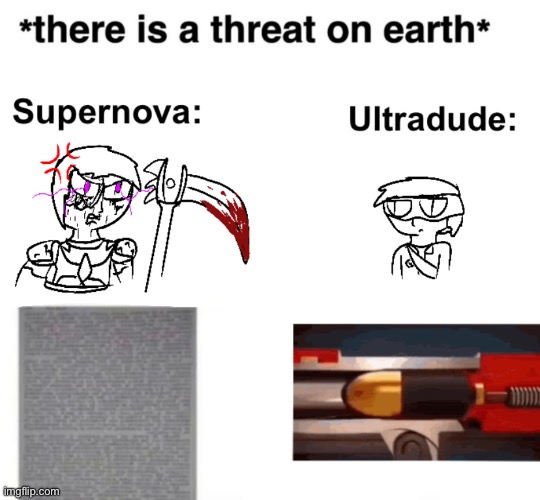 ultradude has made holes in a total of 12 home invaders and their skulls are currently over his fireplace like hunting trophies | made w/ Imgflip meme maker