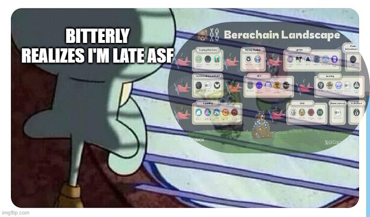 Berachain be like | BITTERLY REALIZES I'M LATE ASF | image tagged in fomo squidward | made w/ Imgflip meme maker
