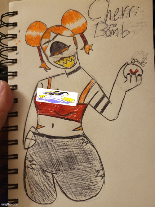 Cherri Bomb redesign!! (Don't ask about the Adam censor bar.) | image tagged in hazbin hotel | made w/ Imgflip meme maker