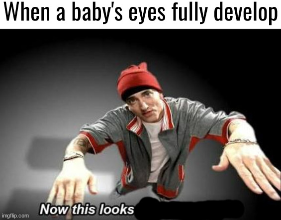 Now this looks like a job for me | When a baby's eyes fully develop | image tagged in now this looks like a job for me | made w/ Imgflip meme maker