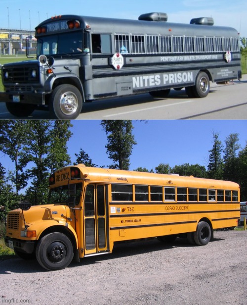 image tagged in prison bus,school bus | made w/ Imgflip meme maker