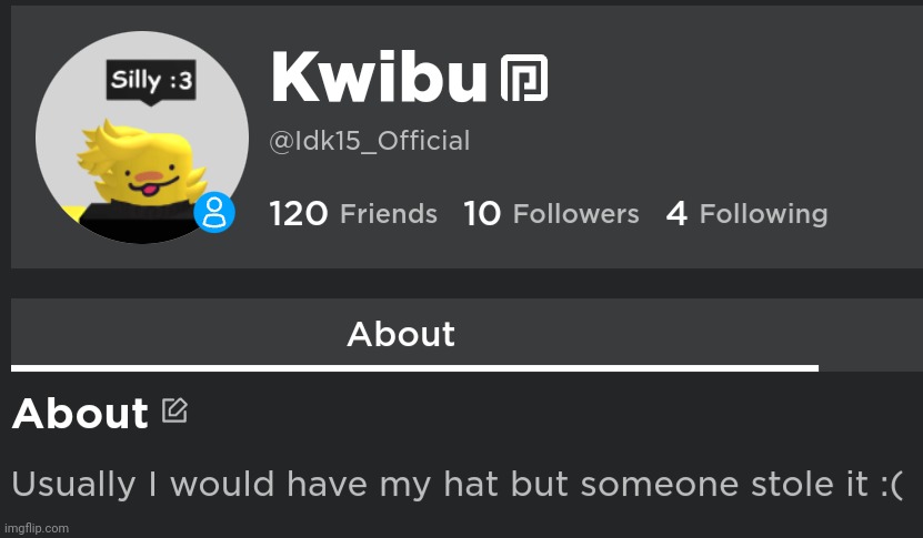 Someone stole their hat [in reality Roblox wouldn't let me put on two hats at once] | made w/ Imgflip meme maker
