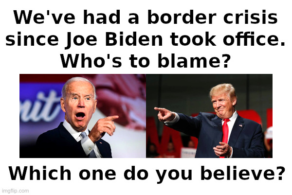 The Border Is Wide Open: Whose Fault Is It? | image tagged in joe biden,open borders,illegal immigration,voter fraud,donald trump,make america great again | made w/ Imgflip meme maker