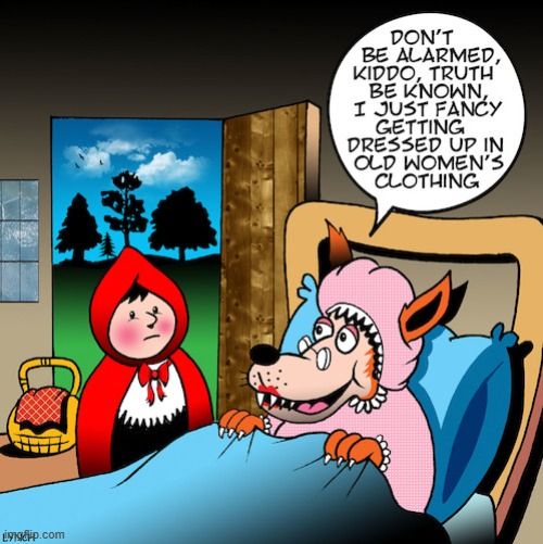 image tagged in little red riding hood,wolf,old woman,clothing | made w/ Imgflip meme maker