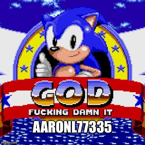 sonic god fucking dammit | AARONL77335 | image tagged in sonic god fucking dammit | made w/ Imgflip meme maker