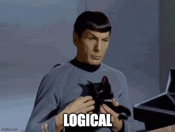 Spock Pets Cat "Logical" | LOGICAL | image tagged in spock,spock pets cat,spock pets cat logical | made w/ Imgflip meme maker