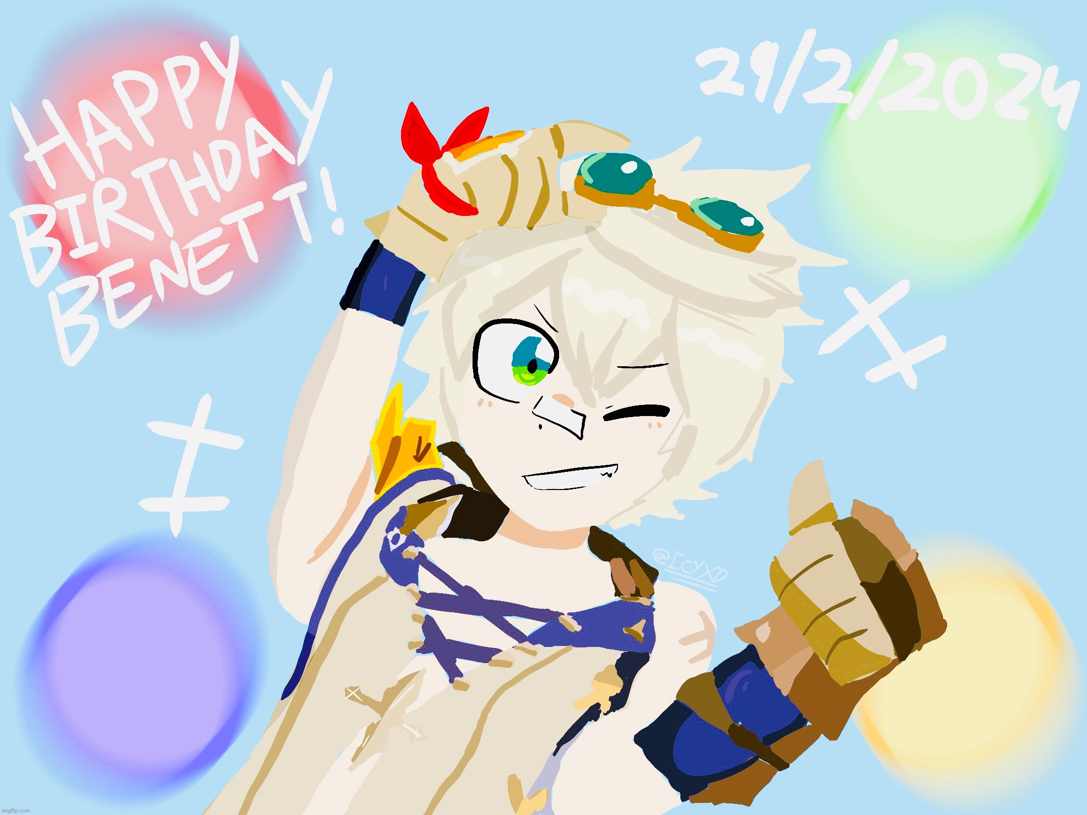 HAPPY BIRTHDAY BENETT! This year is a leap year, so we can actually celebrate his birthday! (⌒▽⌒) | image tagged in genshin impact,benett,anime,happy birthday,leap year | made w/ Imgflip meme maker